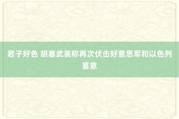 君子好色 胡塞武装称再次伏击好意思军和以色列蓄意