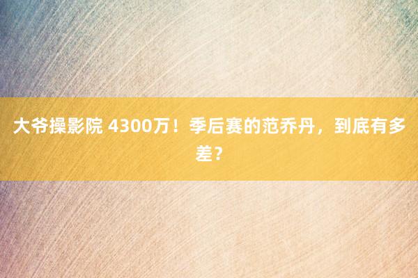 大爷操影院 4300万！季后赛的范乔丹，到底有多差？