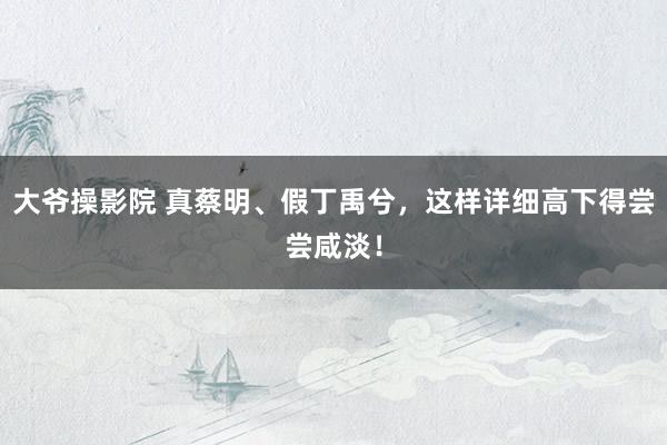 大爷操影院 真蔡明、假丁禹兮，这样详细高下得尝尝咸淡！
